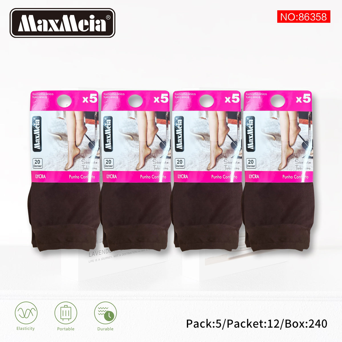 Soquetes Pack de 5, 85% Poliamida / 15% Elastano