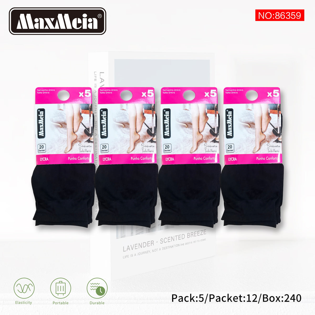Soquetes Pack de 5, 85% Poliamida / 15% Elastano