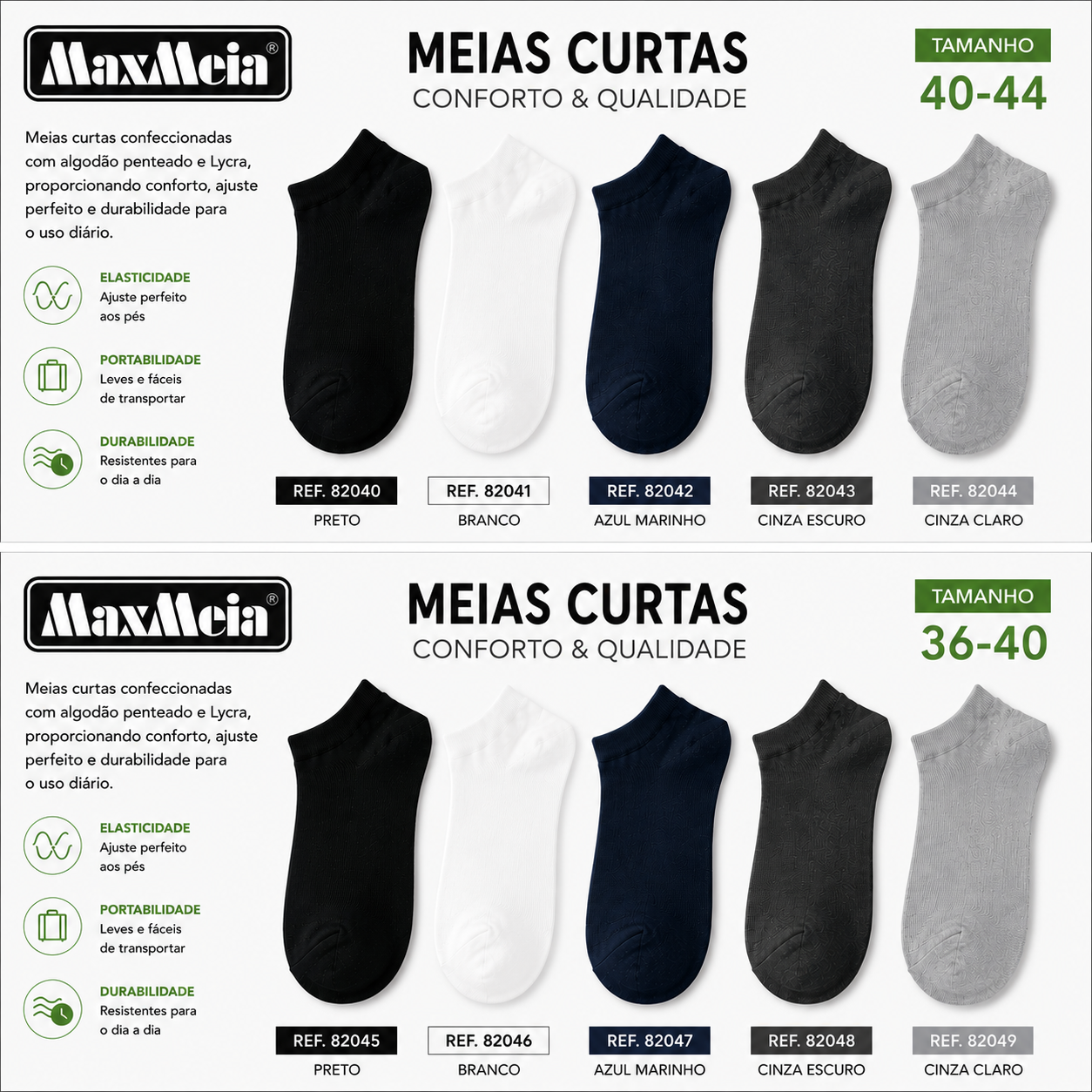 Meias Curtas Anti- bacterial Unissexo Pack de 6/12 pares